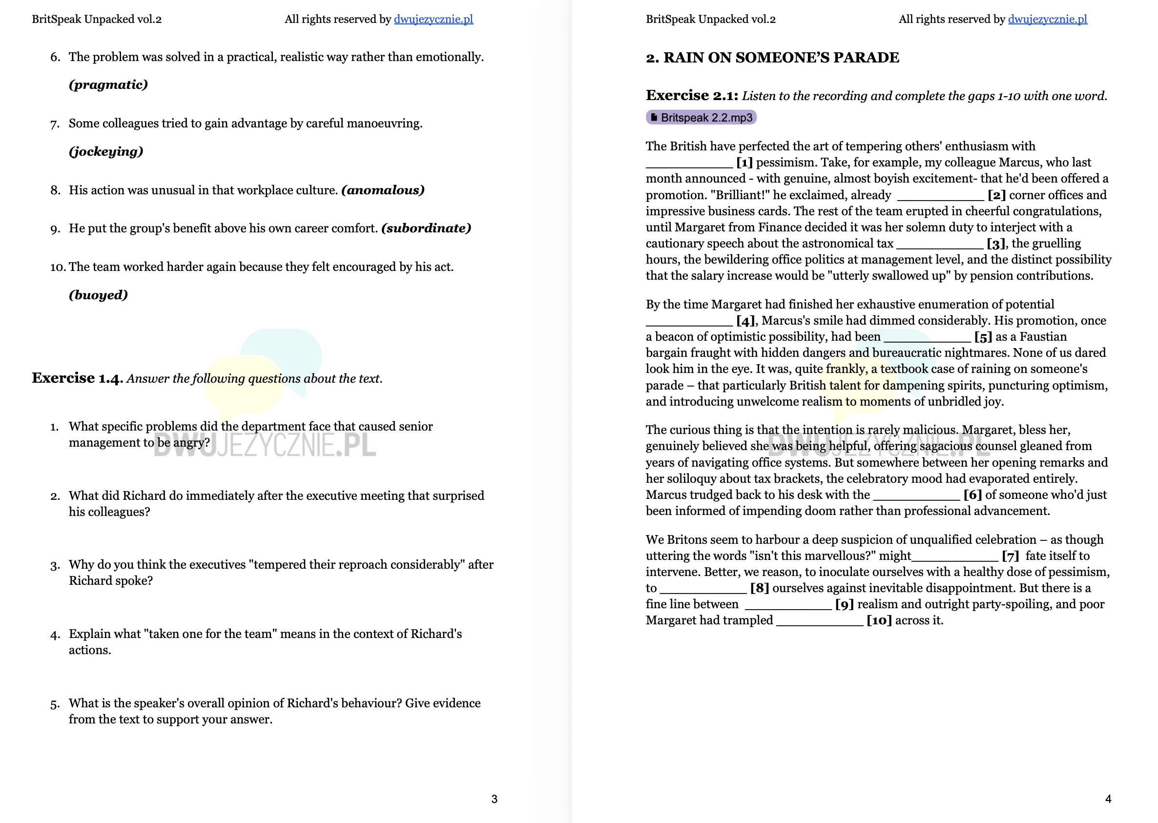 BritSpeak Unpacked vol 2 + Audio+ Vocabulary Worksheets! - Image 5